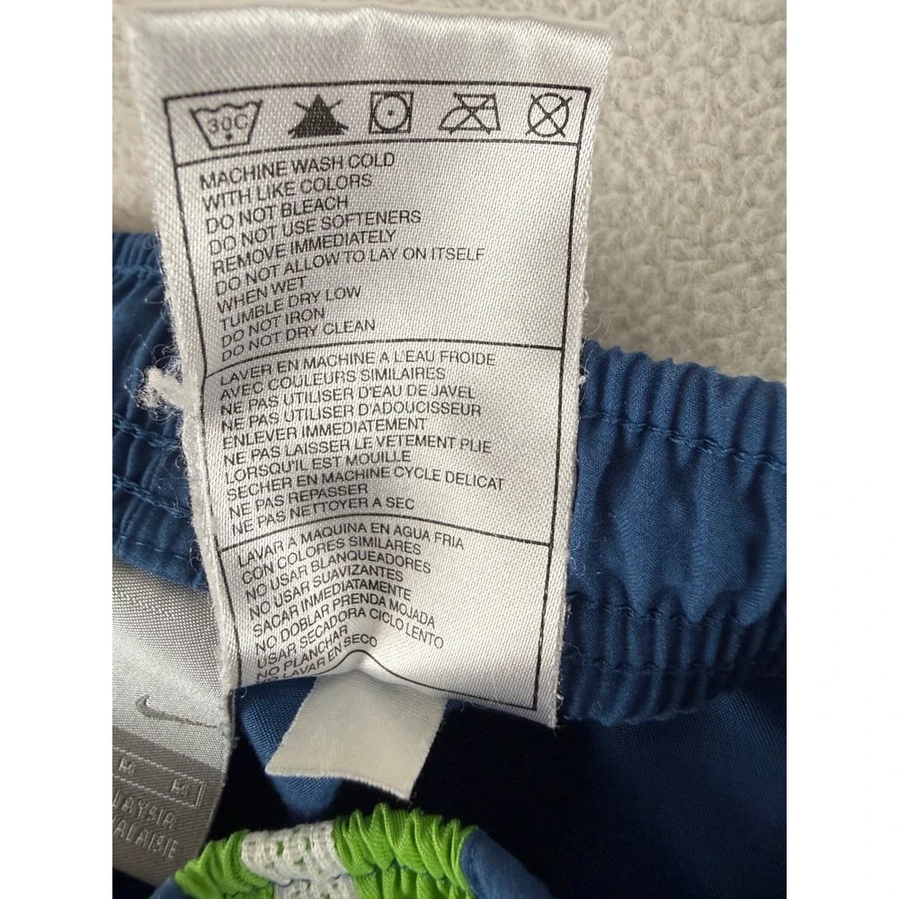 Nike Track Pants Womens M Blue Green Side Stripe Athletic Mesh Lined Sweatpants